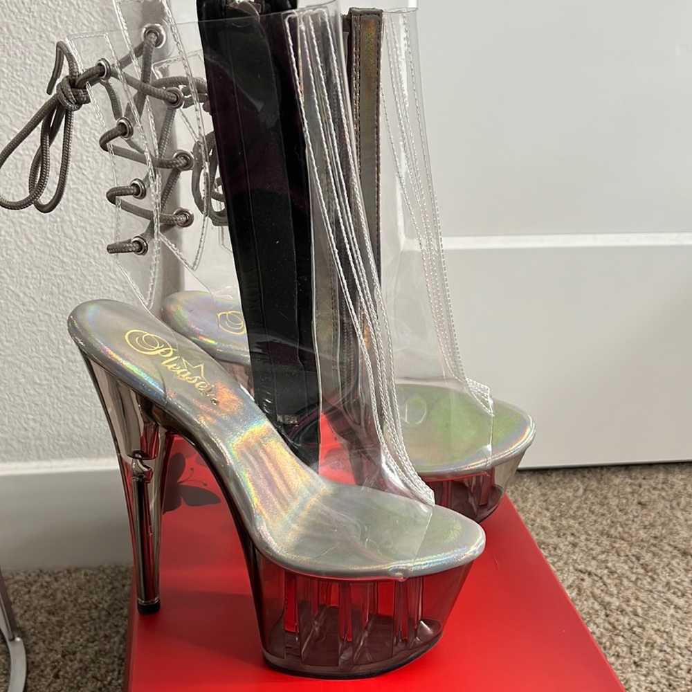 New clear pleaser heels